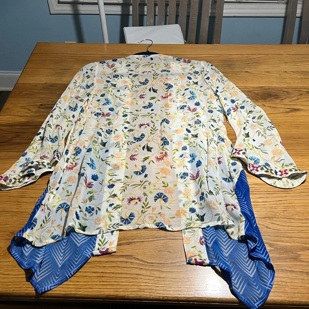 Soft Surroundings Art Nouveau Kimono Topper | Boho Floral | Viscose Size XS